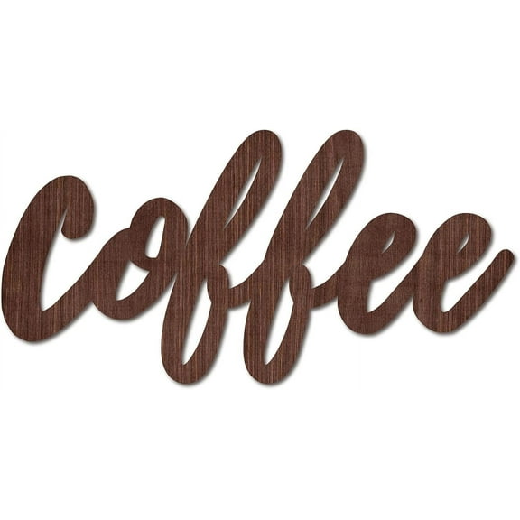 Cutout Sign Coffee Wooden Wall Art Decor Wood Word Sculpture Signs Rustic Farmhouse