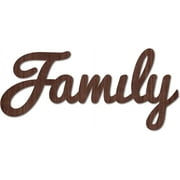 Cutout Sign Family Letter Wooden Wall Art Decor Wood Word Sculpture Signs Rustic Farmhouse for Housewarming Home Front Door Entryway Wall Decoration, Brown, 11.9 x 5.5inch