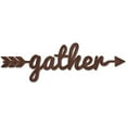 thumbnail image 1 of Cutout Sign Gather Arrow Wooden Wall Art Decor Wood Word Sculpture Signs Rustic Farmhouse for Housewarming Home Front Door Entryway Wall Decoration, Brown, 11.9 x 3.7inch, 1 of 9