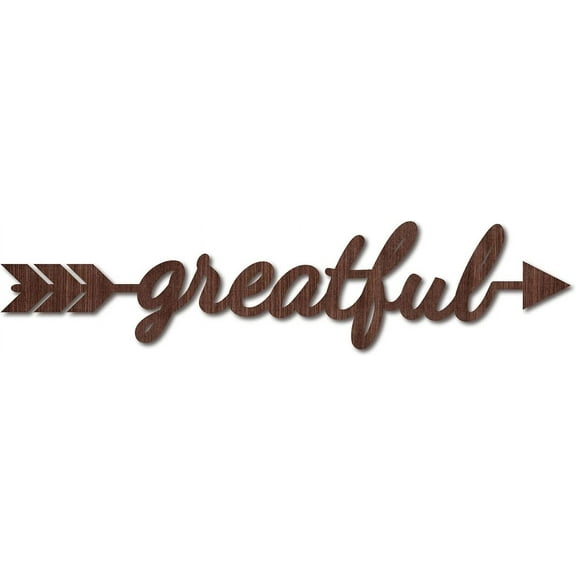 Cutout Sign Greatful Arrow Wooden Wall Art Decor Wood Word Sculpture Signs Rustic Farmhouse for Housewarming Home Front Door Entryway Wall Decoration Brown 11.9 x 2.7inch
