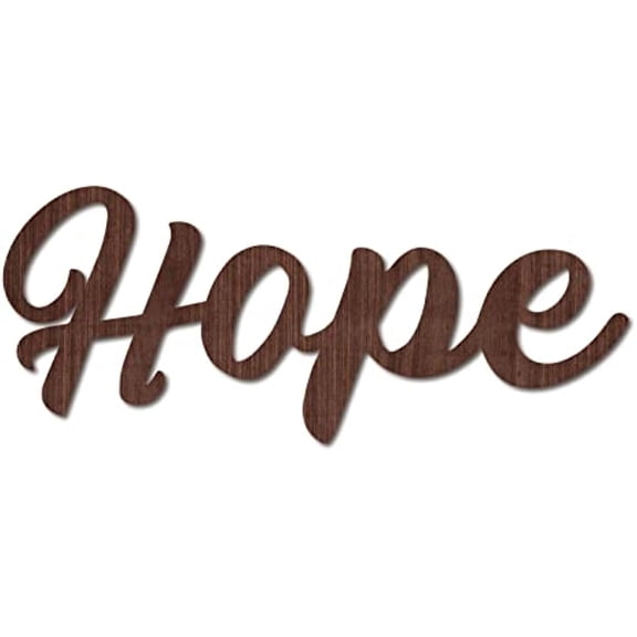 Cutout Sign Hope Wooden Wall Art Decor Wood Word Sculpture Signs Rustic Farmhouse for Housewarming Home Front Door Entryway Wall Decoration, Brown, 11.9 x 4.9inch