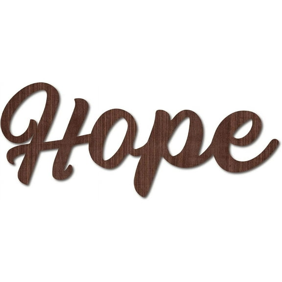 Cutout Sign Hope Wooden Wall Art Decor Wood Word Sculpture Signs Rustic Farmhouse for Housewarming Home Front Door Entryway Wall Decoration Brown 11.9 x 4.9inch for DIY