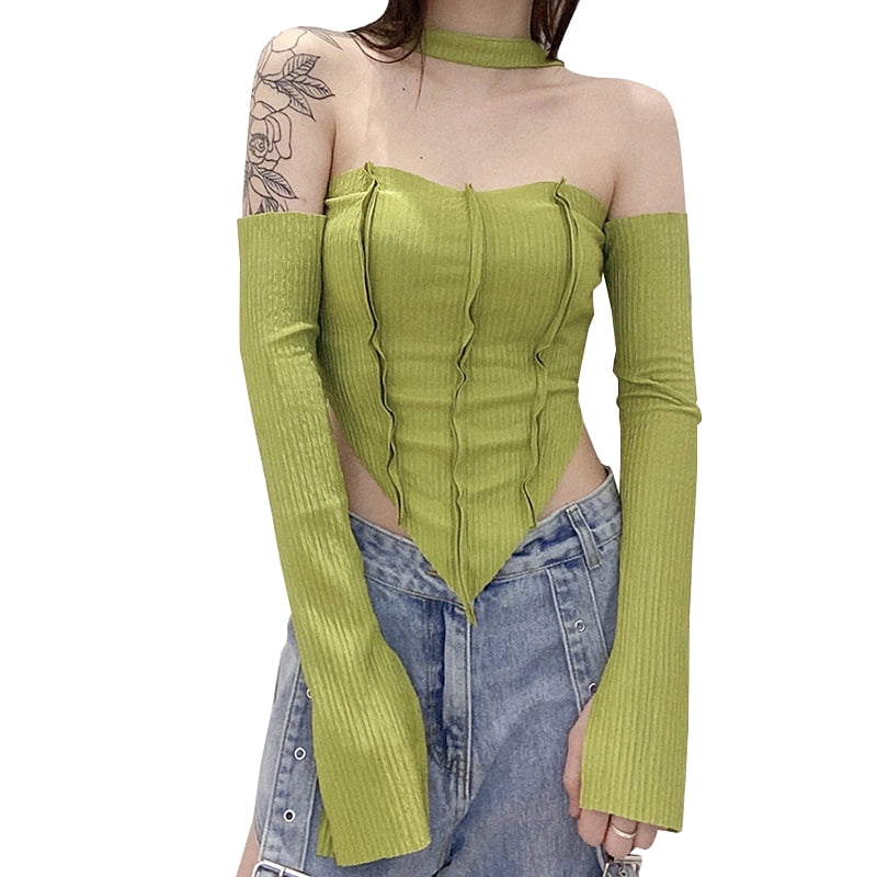 トップス UNOF SLEEVE CUT TOPS Cutout-Sleeve-Top-T-Shirts-for