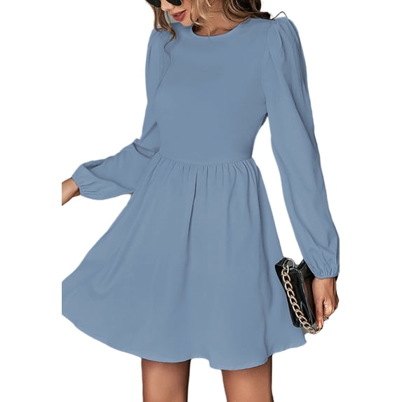 Cutout Tie Back Long Sleeve Dress for Women Above Knee Length