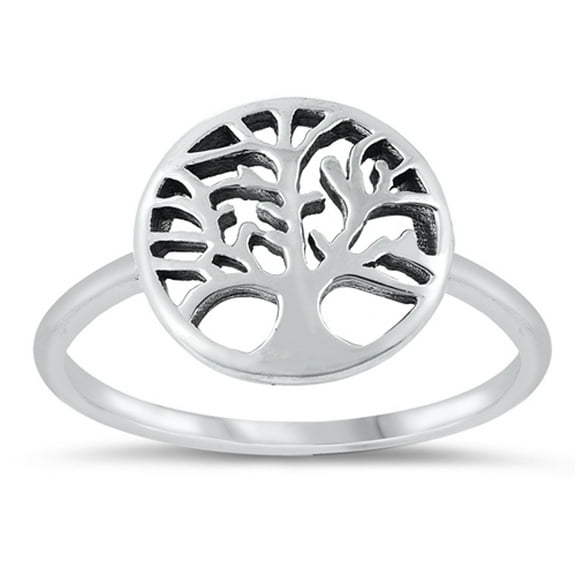 Cutout Tree of Life Promise Ring .925 Sterling Silver Band Jewelry Female Male Unisex Size 4