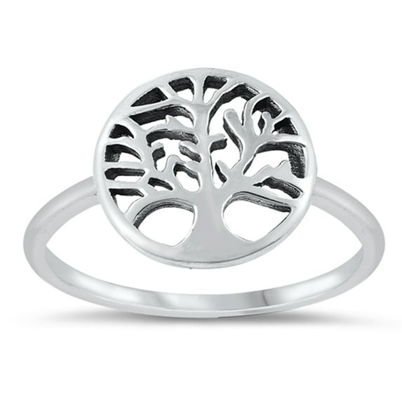 Cutout Tree of Life Promise Ring .925 Sterling Silver Band Jewelry Female Male Unisex Size 5