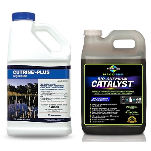 Cutrine Plus & Bio-Chemical Catalyst Pond Algae Killer Adjuvant Booster Package