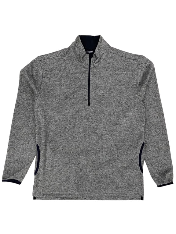 Men's 1/4 Quarter Zip Pullover Split Hem Fleece Sweatshirt (Medium, Heather Grey)