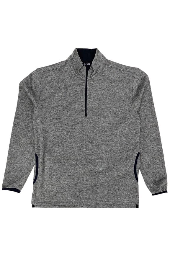 Men's 1/4 Quarter Zip Pullover Split Hem Fleece Sweatshirt (Medium, Heather Grey)