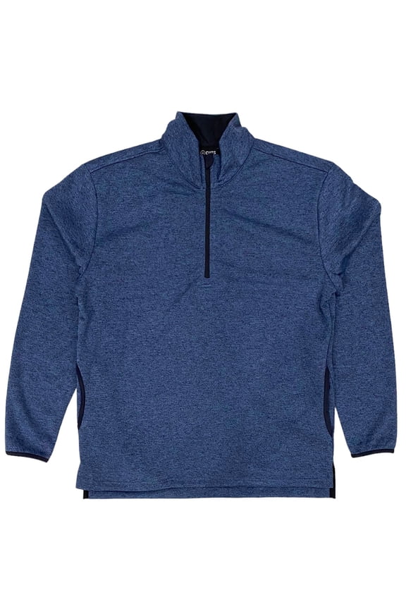 Men's 1/4 Quarter Zip Pullover Split Hem Fleece Sweatshirt (Medium, Lunar Blue Heather)
