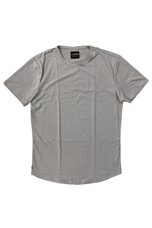 Cuts Clothing Men's Curve Hem Crew Neck 4 Way Stretch Tee T-Shirt (Large, Granite)