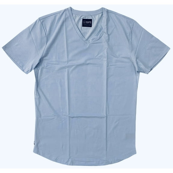 Cuts Clothing Men's Curve Hem V-Neck 4 Way Stretch Tee T-Shirt (X-Large, Glaciar)