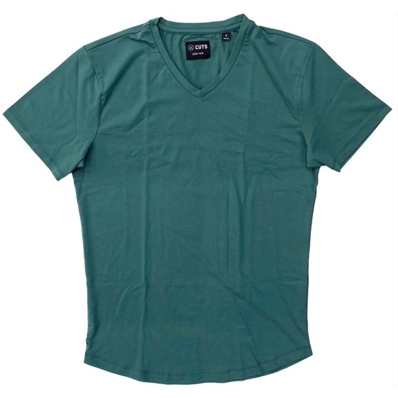 Cuts Clothing Men's Curve Hem V-Neck Signature Slim Fit PYCA Pro Tee T-Shirt (XX-Large, Spruce)