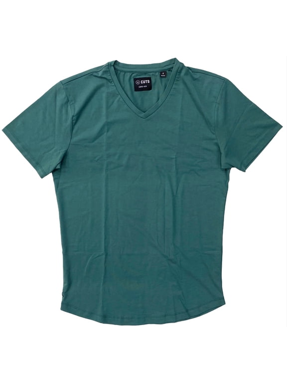 Men's Curve Hem V-Neck Signature Slim Fit PYCA Pro Tee T-Shirt (XX-Large, Spruce)