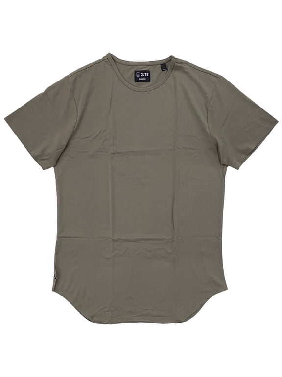 Men's Elongated Crew Neck Signature Slim Fit PYCA Pro Tee T-Shirt (Medium, Coyote)