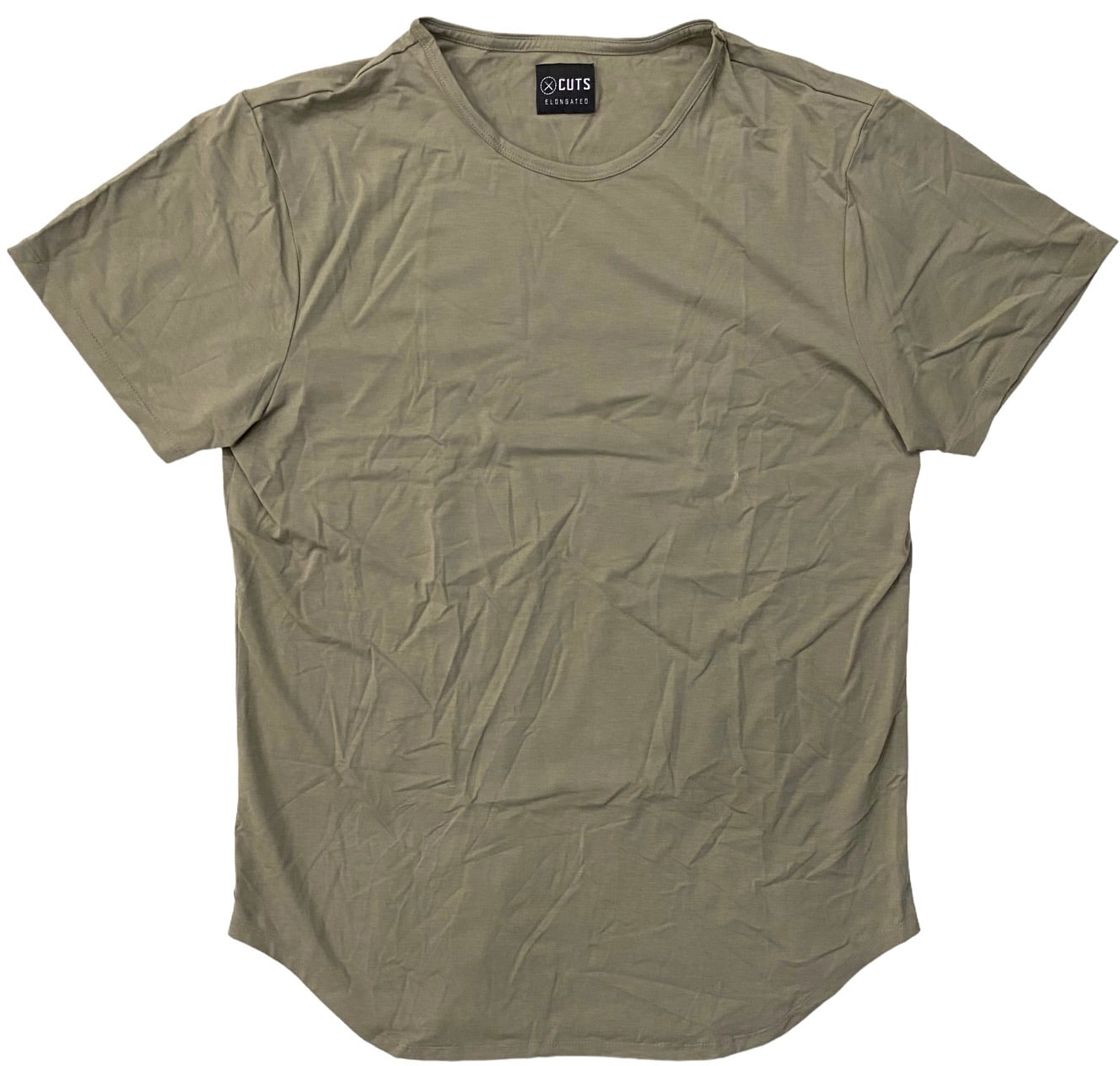 Cuts Clothing Men's Elongated Crew Neck Signature Slim Fit PYCA Pro Tee T- Shirt (Medium, Laurel Oak (Olive)) 