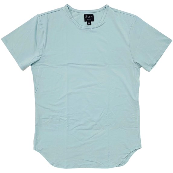Cuts Clothing Men's Elongated Crew Neck Signature Slim Fit PYCA Pro Tee T-Shirt (Medium, Pacific Mist)