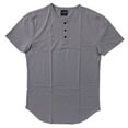 thumbnail image 1 of Cuts Clothing Men's Elongated Hem Henley 4 Way Stretch Tee T-Shirt (Large, Gray), 1 of 3