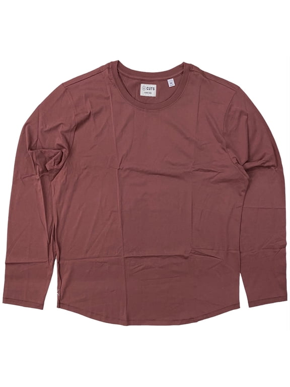 Men's Pima Cotton Curve Hem Long Sleeve Signature Fit Tee T-Shirt (XX-Large, Mulberry)