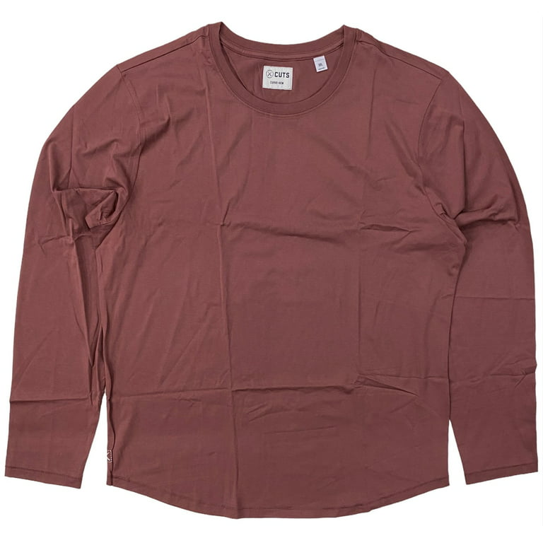 Cuts Clothing Men\'s Pima Cotton Curve Hem Long Sleeve Signature Fit Tee T- Shirt (XX-Large, Mulberry)