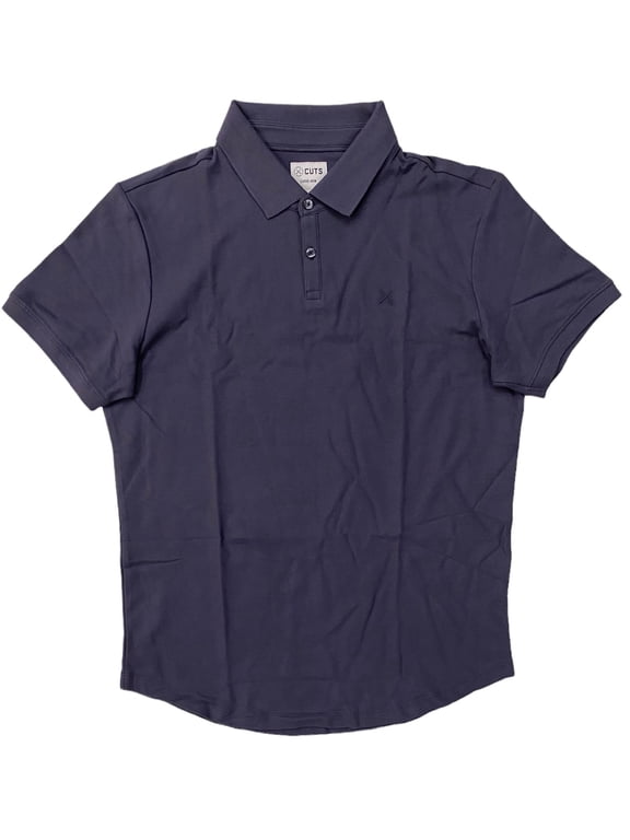 Men's Prestige Polo Curve Hem 100% Pima Cotton Shirt (Large, Cast Iron (Charcoal))