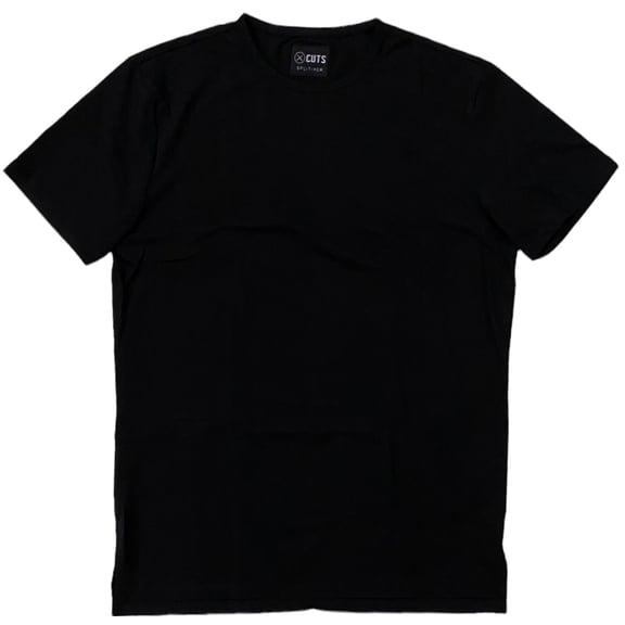 Cuts Clothing Men's Split Hem Crew Neck 4 Way Stretch Tee T-Shirt (Large, Black)