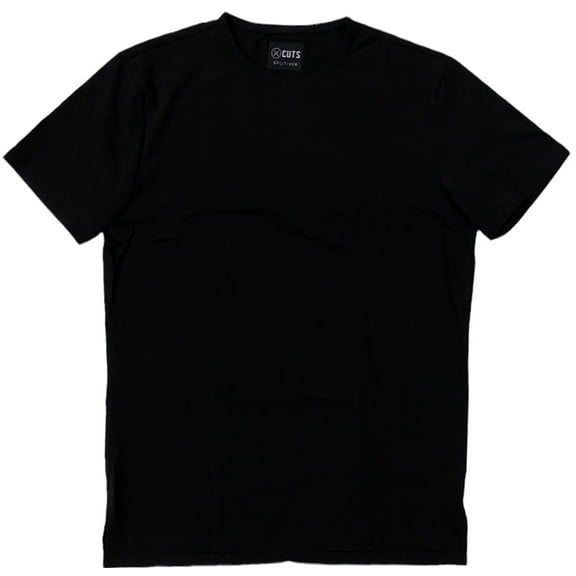 Cuts Clothing Men's Split Hem Crew Neck 4 Way Stretch Tee T-Shirt (Small, Black)