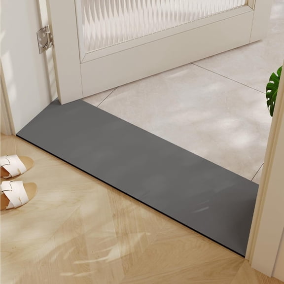 Cuttable Bath Mat for Narrow Spaces - Super Absorbent Doorway Floor Mat, Non-Slip Shower Threshold Rug for Bathroom, Kitchen, Entryway (Grey, 47''x12'')