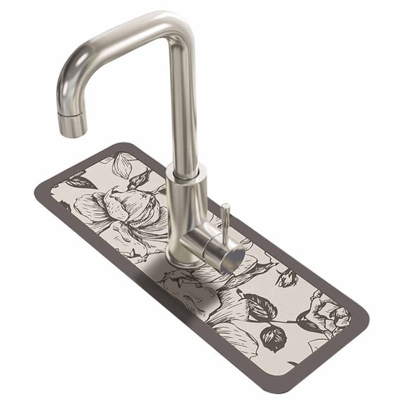 Cuttable Diatomaceous Earth Faucet Mat - Narrow Hole Non-Slip Drainage Pad, for Kitchen Faucet & Bathroom Countertop ( Dark Gray )