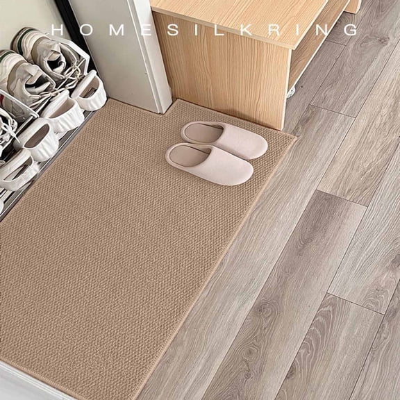 Cuttable Doormat Non slide Entryway pad, Washable Low Profile Door pad Indoor for Front Entrance, Faux Sisal Rug Floor Carpet for Home Kitchen Bathroom, Gray Brown Beige