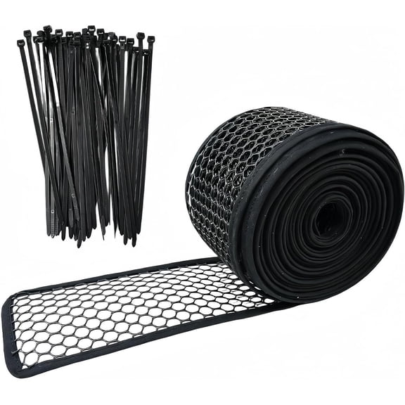 Under Couch Blocker for Pets, 393.7 Inch Cuttable Nylon Barrier with 20 Zip Ties for Furniture Toy Guard - Black