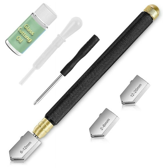 Cutter 2mm-20mm & Glass Cutting Oil, Upgrade Glass Cutting Tool with Automatic Oil Feed, Glass Cutter