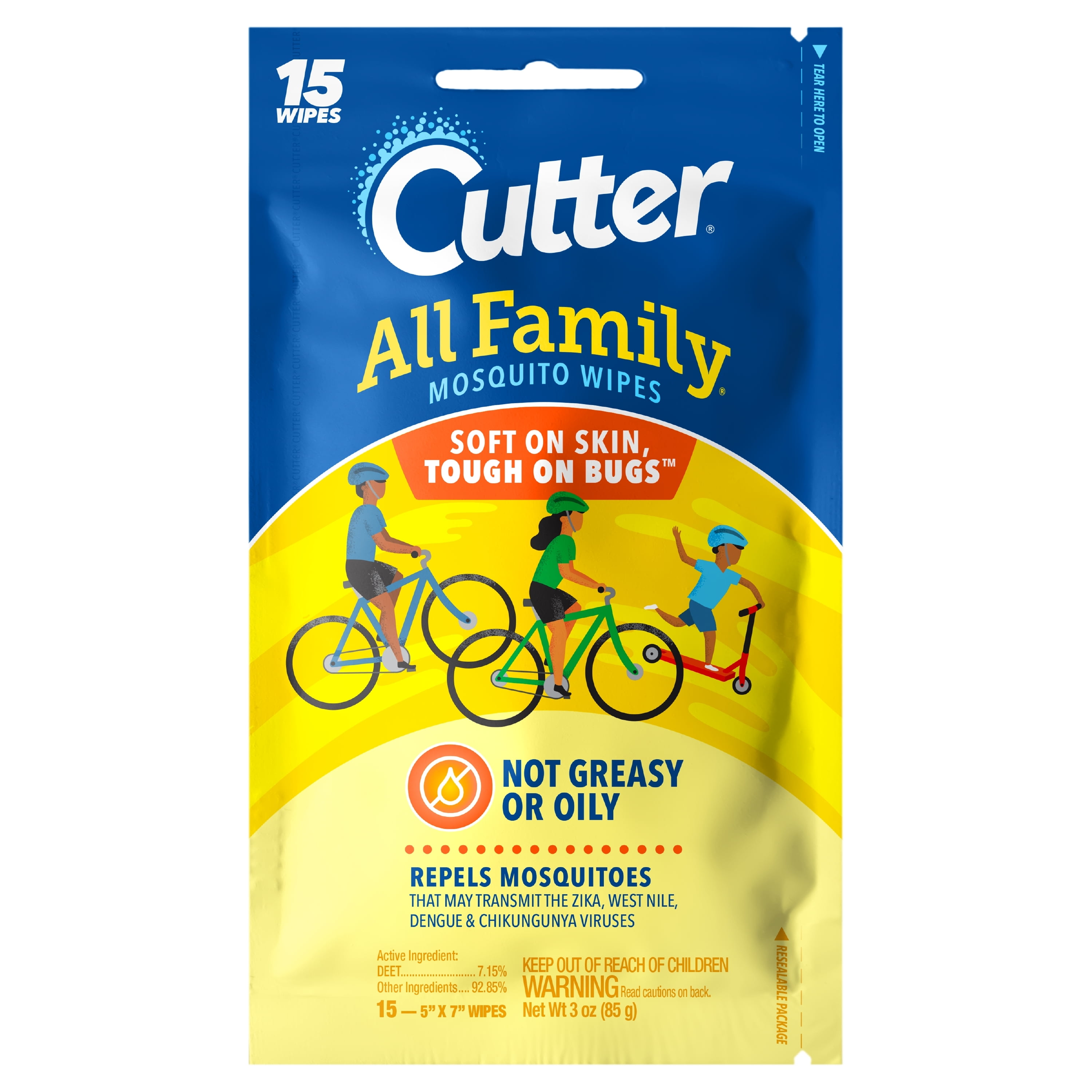 Cutter All Family Mosquito Wipes, 15-ct