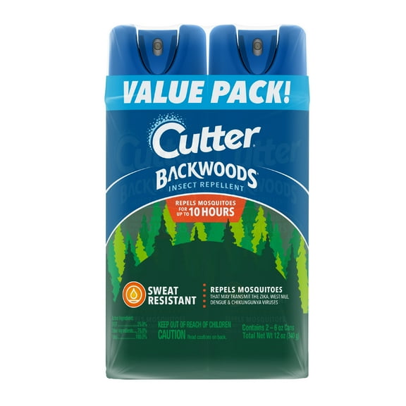 Cutter Backwoods Insect Repellent 2-Pack Aerosol, 6 Ounces