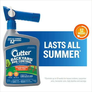 Cutter Backyard Bug Control Spray Concentrate, QuickFlip Hose-End Sprayer, 32 Ounce