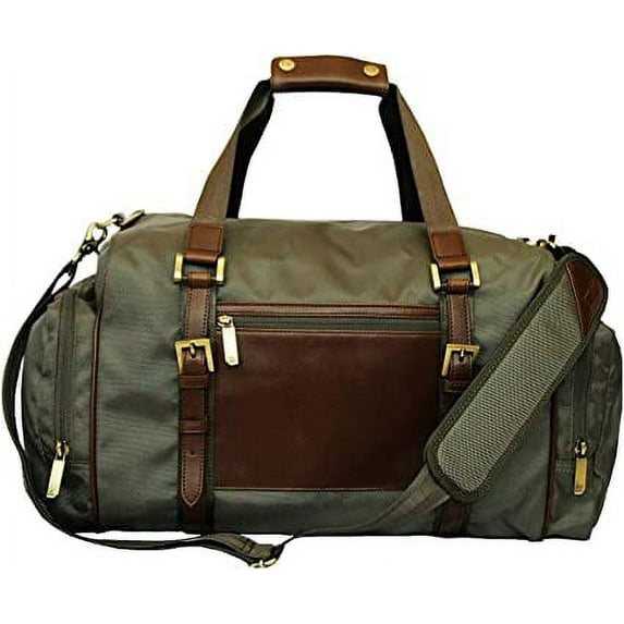 Cutter & Buck Bainbridge Traveler Leather Handle Duffel Bag, 20" , Green Warm Grey
