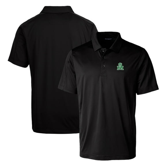 Cutter & Buck Black Marshall Thundering Herd Primary Team Logo Prospect Textured Stretch Polo