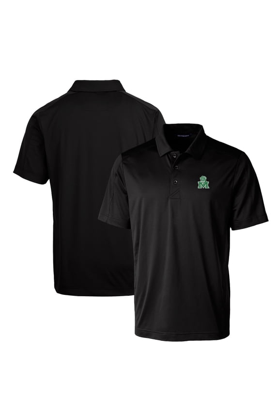 Black Marshall Thundering Herd Primary Team Logo Prospect Textured Stretch Polo