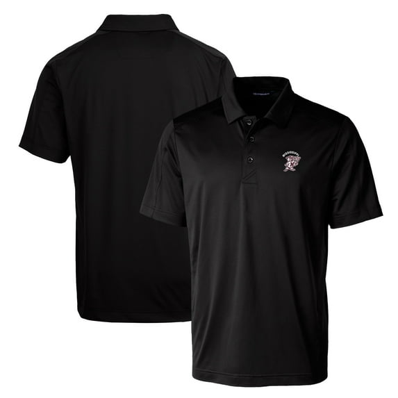Cutter & Buck Black Mississippi State Bulldogs Primary Team Logo Prospect Textured Stretch Polo
