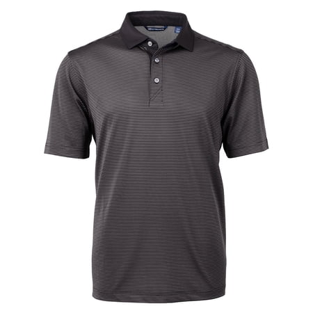 Cutter & Buck Golf Virtue Eco Pique Micro Stripe Polo Black/Elemental Grey Extra Large