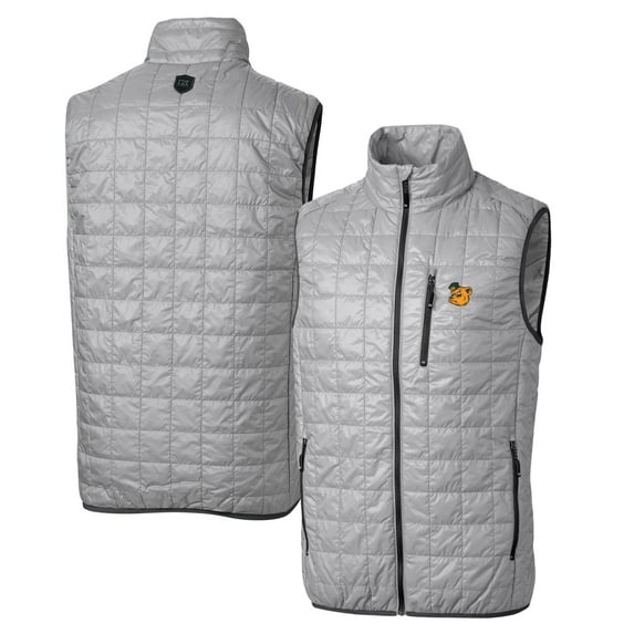 Cutter & Buck Gray Baylor Bears Primary Team Logo Rainier PrimaLoft Eco Insulated Full-Zip Puffer Vest