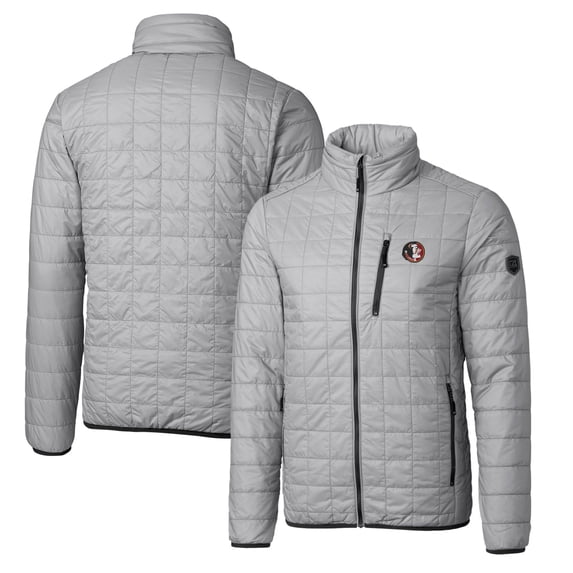 Cutter & Buck Gray Florida State Seminoles Primary Team Logo Rainier PrimaLoft Eco Insulated Full-Zip Puffer Jacket