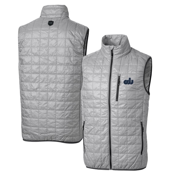 Cutter & Buck Gray Old Dominion Monarchs Primary Team Logo Rainier PrimaLoft Eco Insulated Full-Zip Puffer Vest