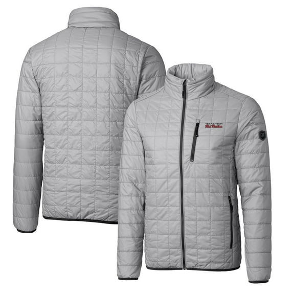 Cutter & Buck Gray Texas Tech Red Raiders Primary Team Logo Rainier PrimaLoft Eco Insulated Full-Zip Puffer Jacket