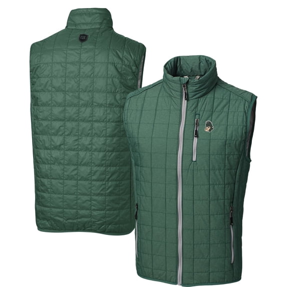 Cutter & Buck Heather Green Michigan State Spartans Primary Team Logo Rainier PrimaLoft Eco Insulated Full-Zip Puffer