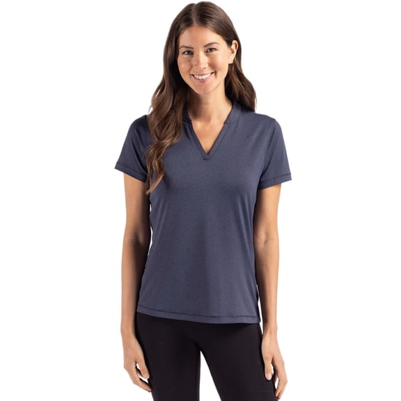Cutter & Buck LCK00153 Forge Eco Heathered Stretch Womens Blade Top-Dark Navy Blue Heather-XXL