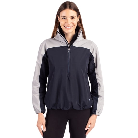 Cutter & Buck LCO00062 Charter Eco Recycled Womens Anorak Jacket-Navy Blue/Polished-XXL