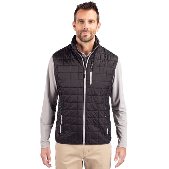 Cutter & Buck BCO00019 Rainier PrimaLoft Mens Big and Tall Eco Insulated Full Zip Puffer Vest-Black-2XT