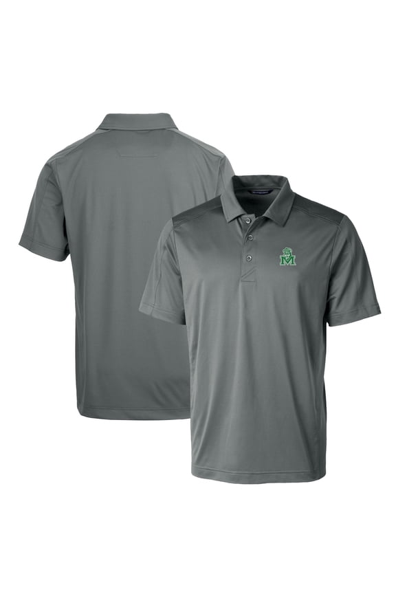 Steel Marshall Thundering Herd Primary Team Logo Prospect Textured Stretch Polo