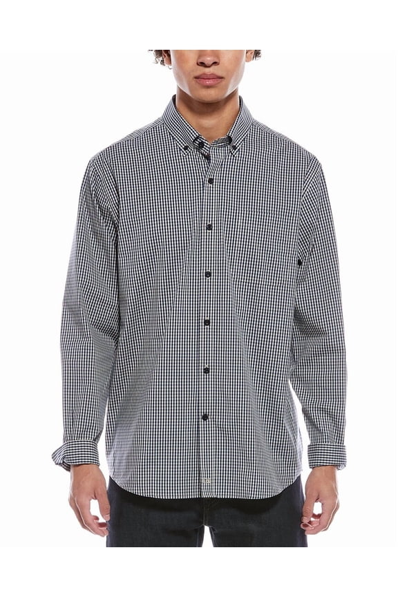 mens Anchor Gingham Shirt, s, Brown